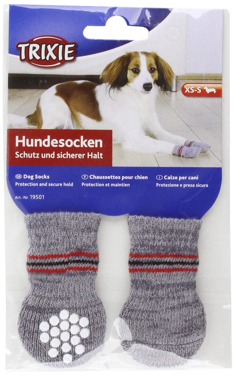 Trixie Anti-Slip Dog Socks, XS-S, Grey XS-Small - PawsPlanet Australia