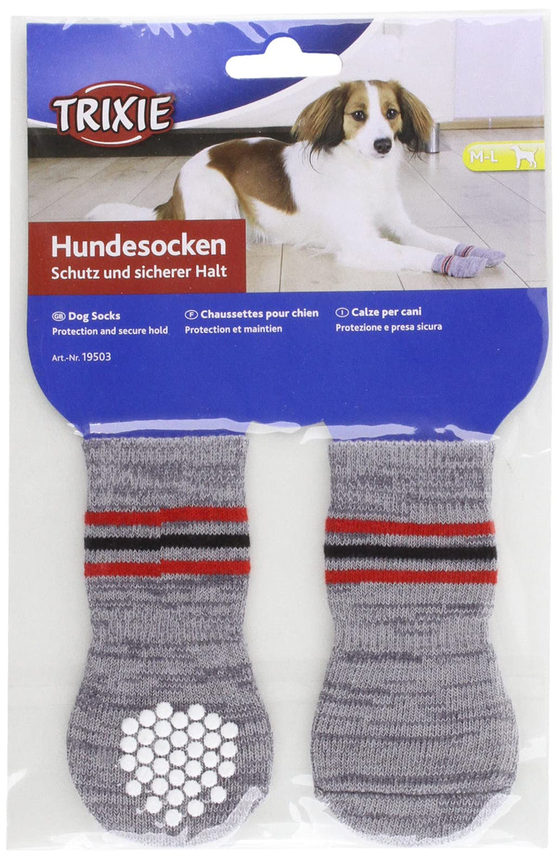 Trixie Hundesocken, Anti-Rutsch, M–L, 2 St., grau Medium-Large - PawsPlanet Australia