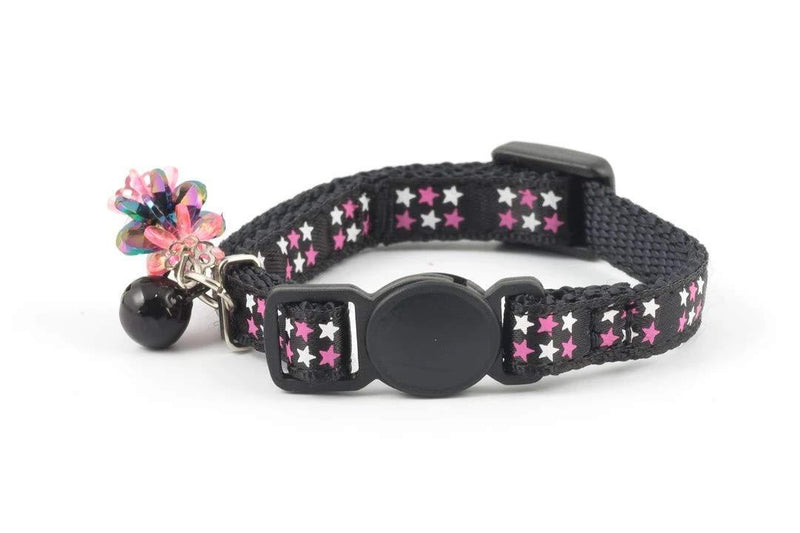 Stars Kitten Cat Coll with jewel & safey buckle Black - PawsPlanet Australia