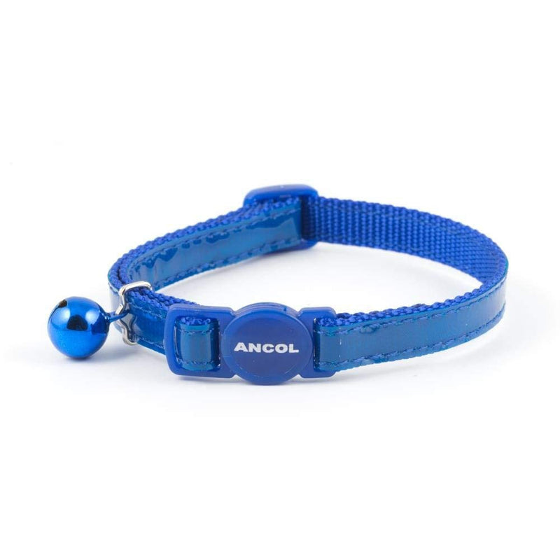 Gloss Reflective Cat Collar with safety buckle Blue - PawsPlanet Australia