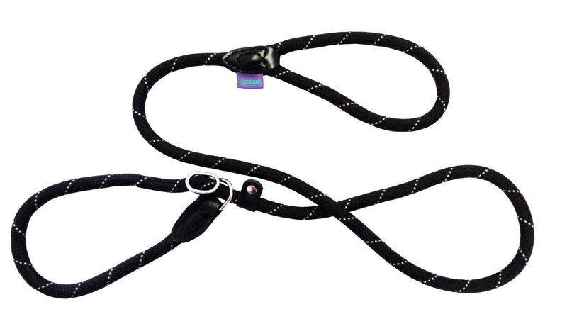 Dog and Co Rope Slip Dog Lead, 150 x 1.2 cm/ 60-inch x 1/2-inch, Black/ Grey - PawsPlanet Australia