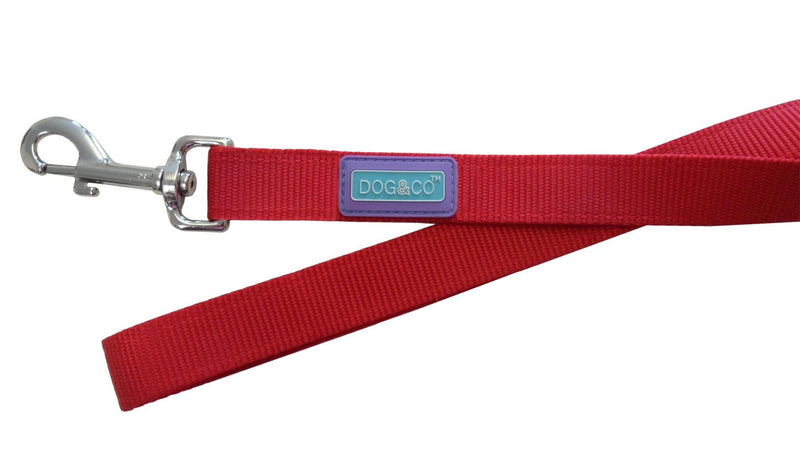 Dog & Co Nylon Lead, 1-inch, Red - PawsPlanet Australia