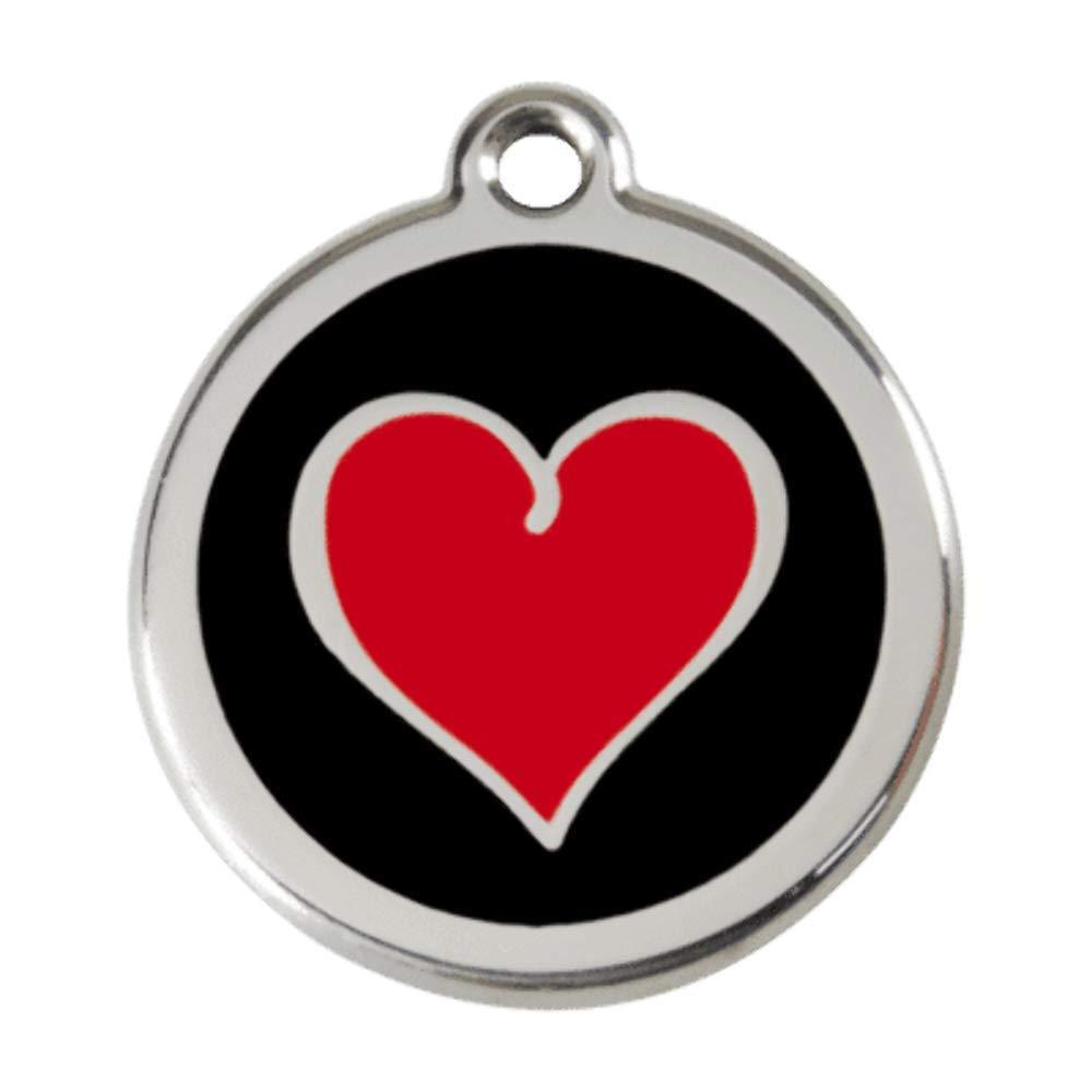 Red Dingo Black dog collar tag Heart Red 30 mm black / red M - PawsPlanet Australia