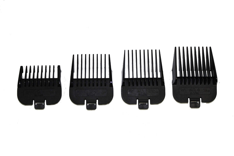 Andis 4 Piece Animal Comb Set; Sizes: 1/8", 1/4", 3/8", 1/2", Black, 21318, (pack of 4) - PawsPlanet Australia