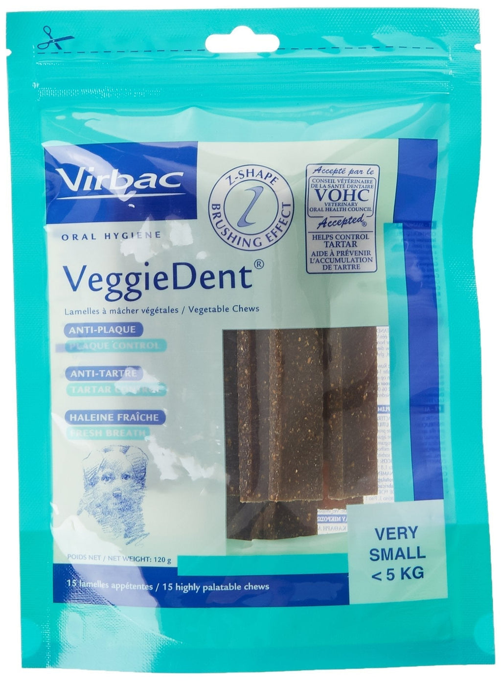 Virbac Veggiedent 15 Strips XS CN < 5kg - PawsPlanet Australia