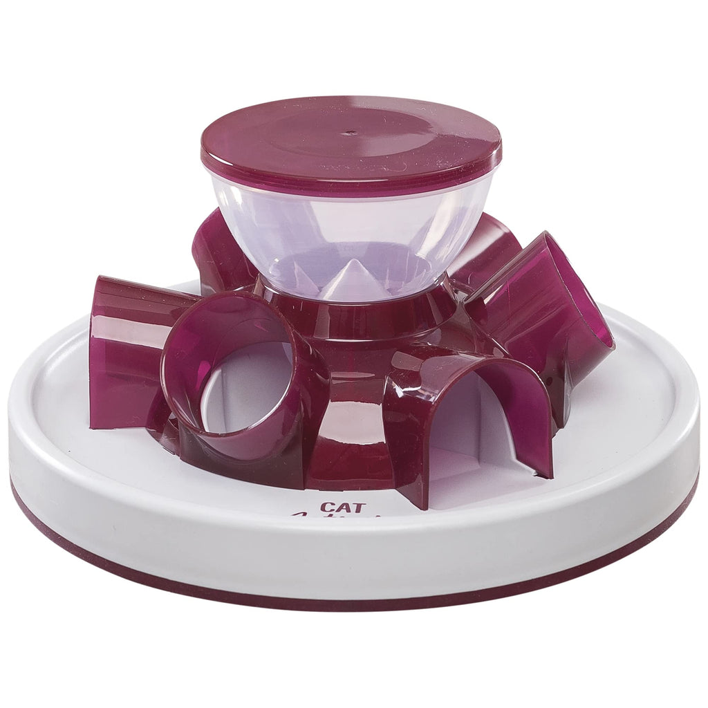 Trixie Cat Activity Tunnel Feeder, Multicolored (Maroon/White) - PawsPlanet Australia