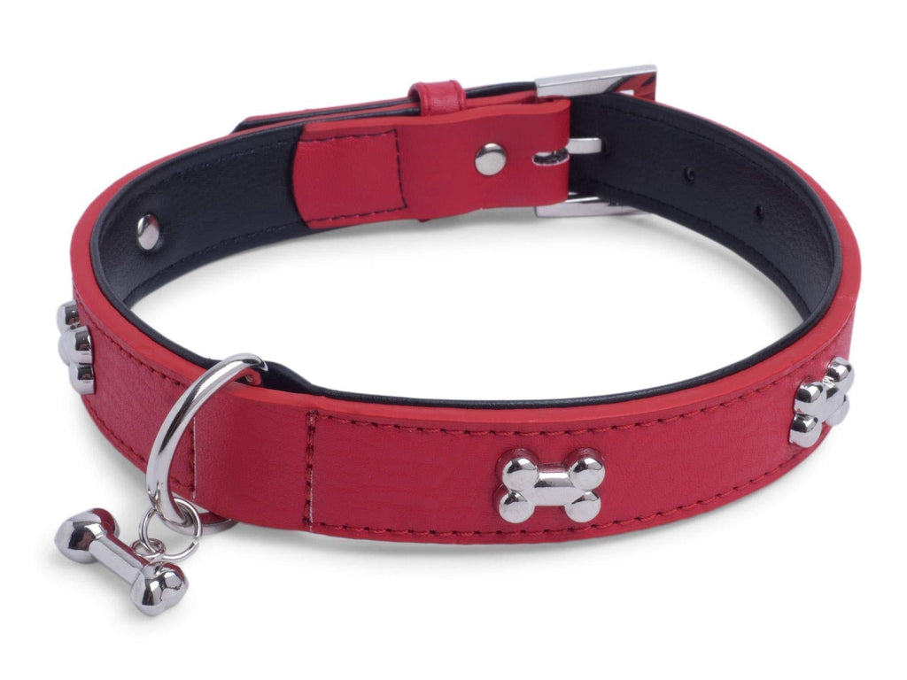 Petface Bones Pattern Dog Collar, Medium, Red - PawsPlanet Australia