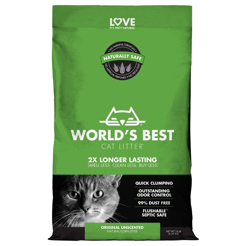Worlds Best Cat Litter 14lb (6.35kg) Original Unscented 6.35 kg (Pack of 1) - PawsPlanet Australia