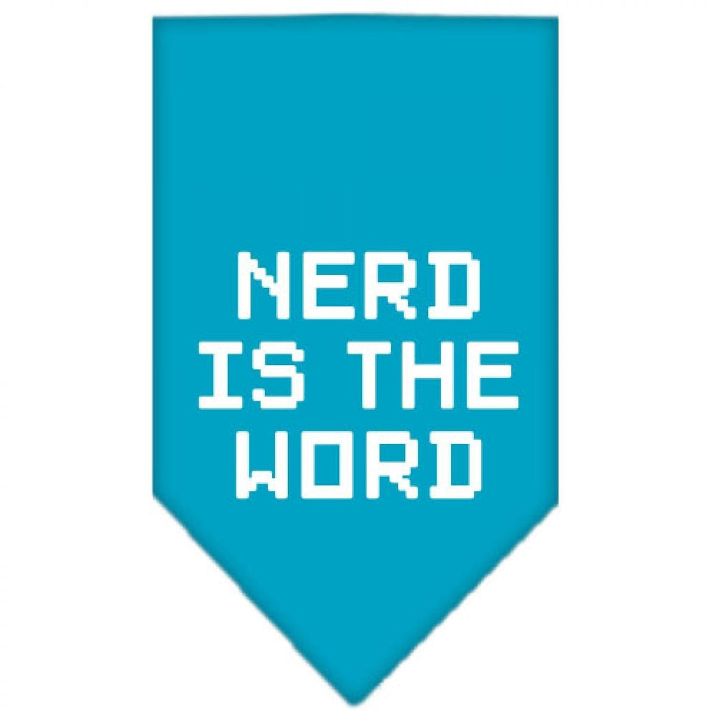 Mirage Pet Products Nerd is the Word Screen Print Bandana, Small, Turquoise - PawsPlanet Australia