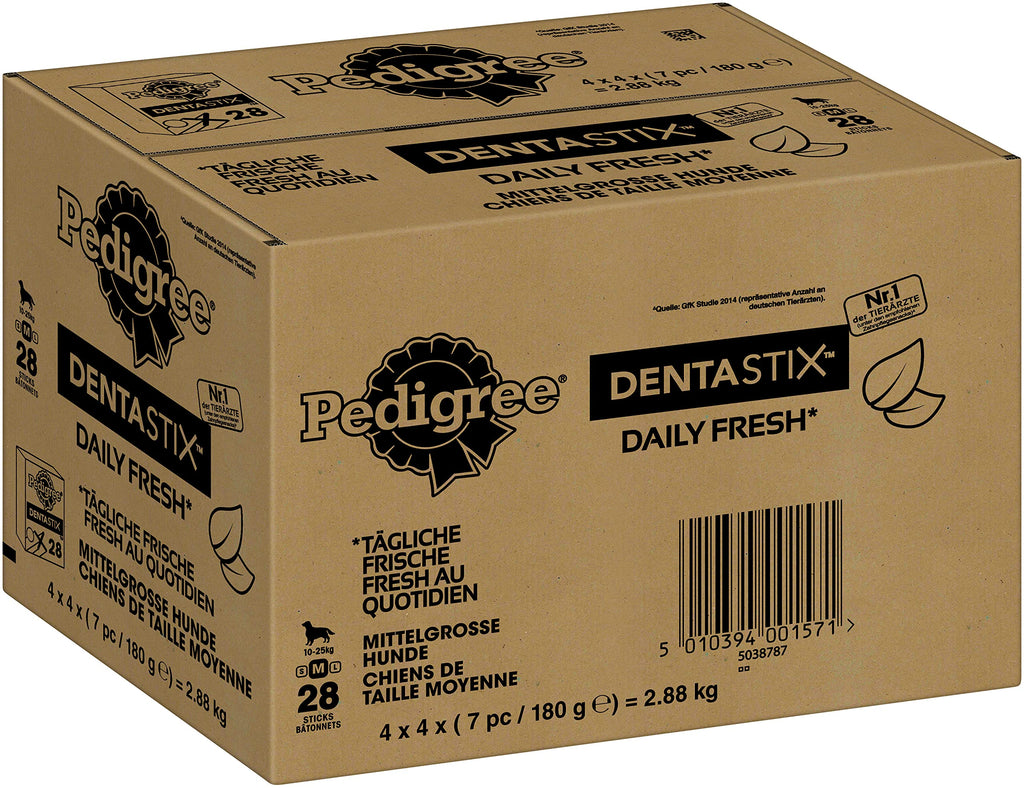 Pedigree Dentastix - Fresh Daily Dental Chews Medium Dog, 112 Sticks - 2.88 kg megapack (4 x 28 Sticks) - PawsPlanet Australia