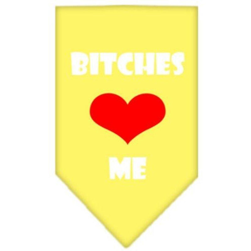 Mirage Bitches Love Me Screen Print Bandana, Small, Yellow S - PawsPlanet Australia