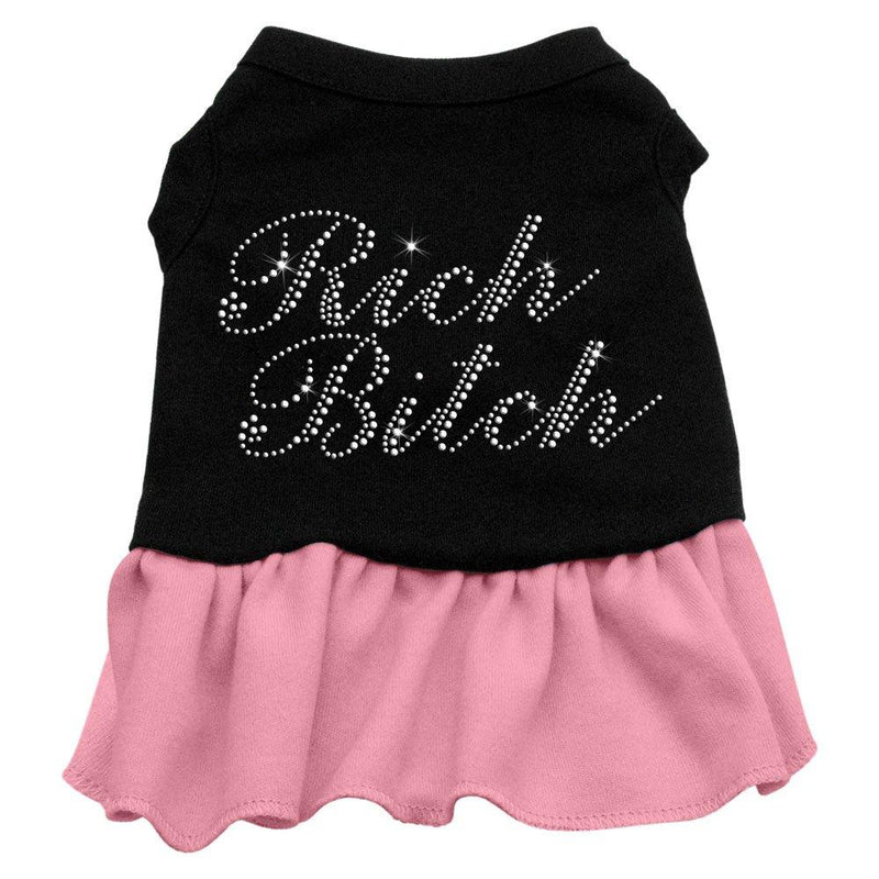 Mirage Rhinestone Rich Bitch Pet Dress, Large, Black/Pink L - PawsPlanet Australia
