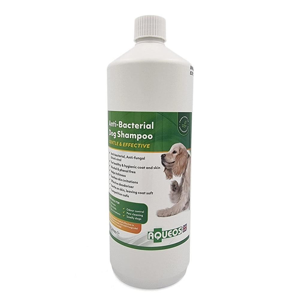 Aqueos Antibacterial, Antiviral & Antifungal Dog Shampoo | Anti-Itch | Smelly or Itchy Dogs | Skin Irritations | Skin Soothing | 1 Litre - PawsPlanet Australia