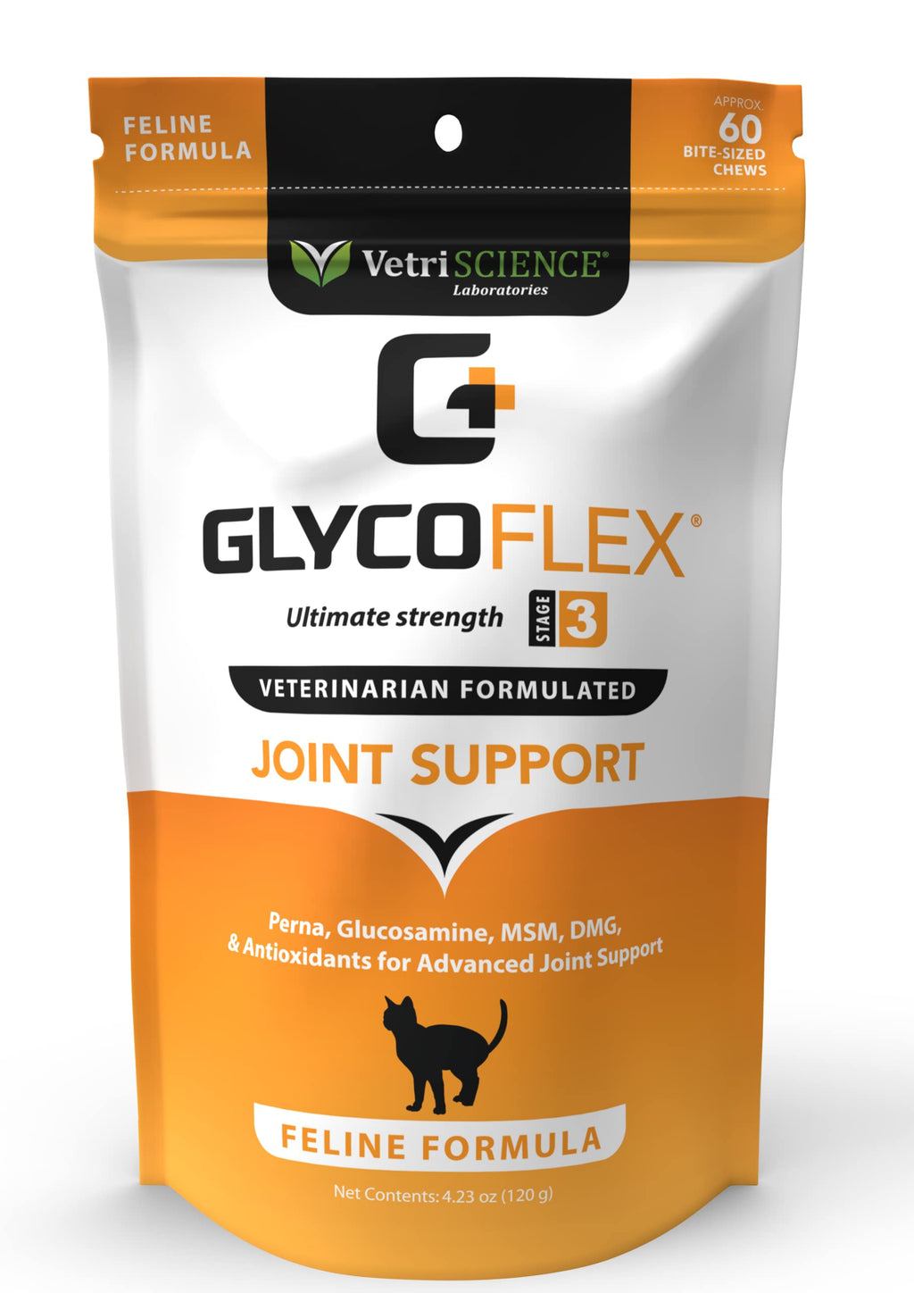 VETRISCIENCE Glycoflex 3 Maximum Strength Hip and Joint Supplement with Glucosamine for Cats - DMG, MSM & Green Lipped Mussel - PawsPlanet Australia