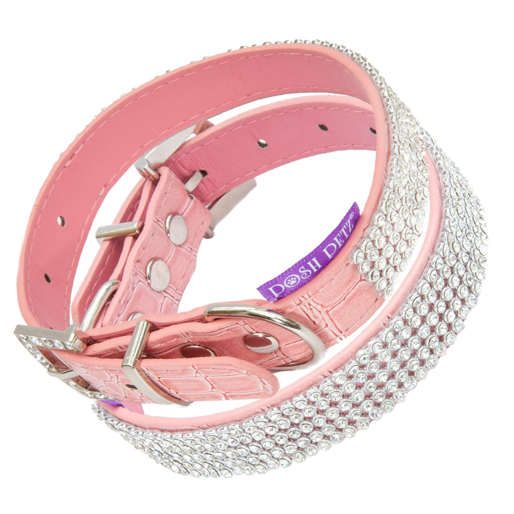 Posh Petz Diamante Bling Crystal Rhinestone Luxury Dog Collar - Pink (S 8.5-12" (22-30cm)) S 8.5-12" (22-30cm) - PawsPlanet Australia