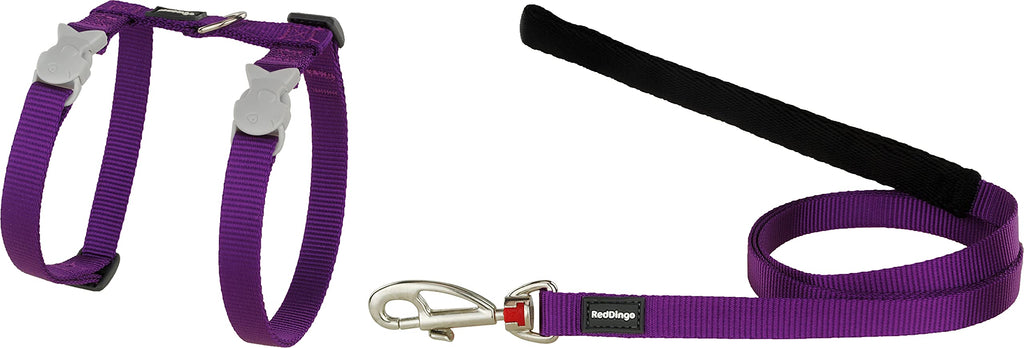 Red Dingo Fully Adjustable Cat Harness and Lead, 80 x 12 mm, Plain Purple XS - PawsPlanet Australia