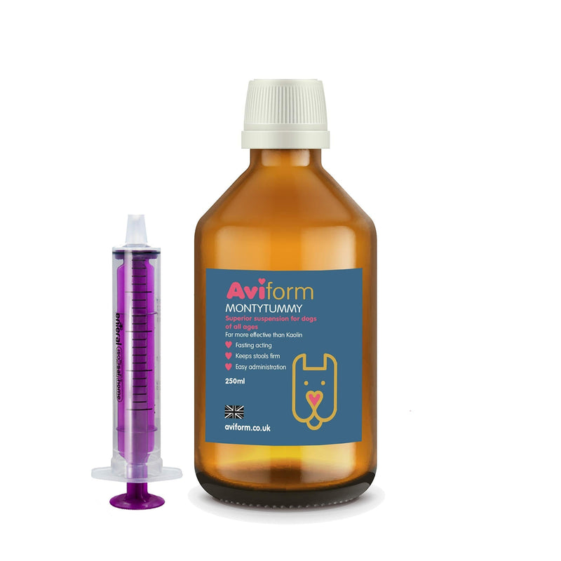 Aviform Montytummy Dog Diarrhoea Suspension - 250ml, Fast Acting Control for Loose Stools - Helps Remove Toxins to Restore Your Dogs Digestive health - PawsPlanet Australia