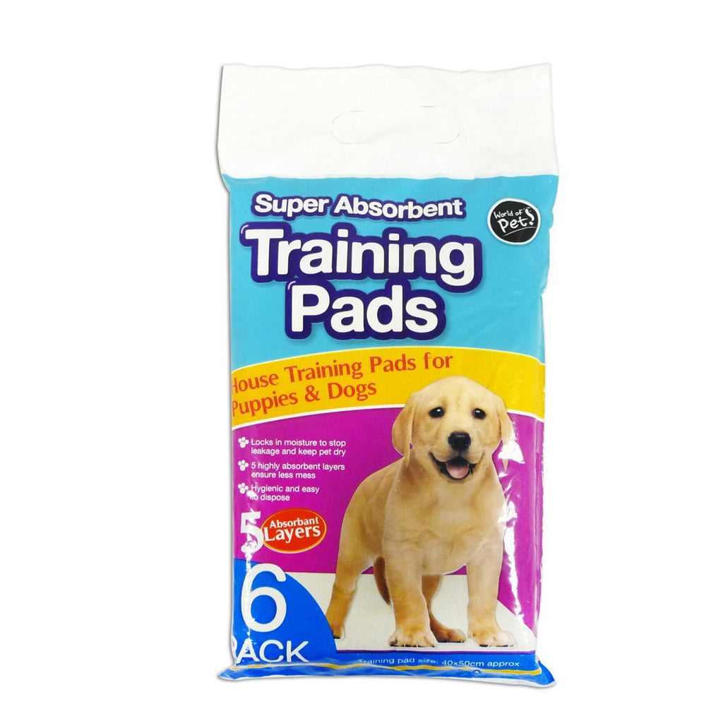 World of pets Pack of 6 Super Absorbent Premium Puppy Dog Training Pads 40 x 50cm - PawsPlanet Australia