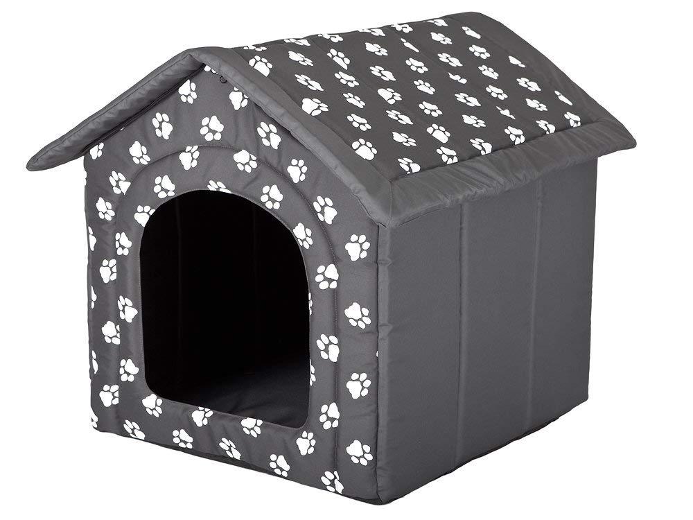 Hobbydog Dog House, Grey with Paws, S - PawsPlanet Australia