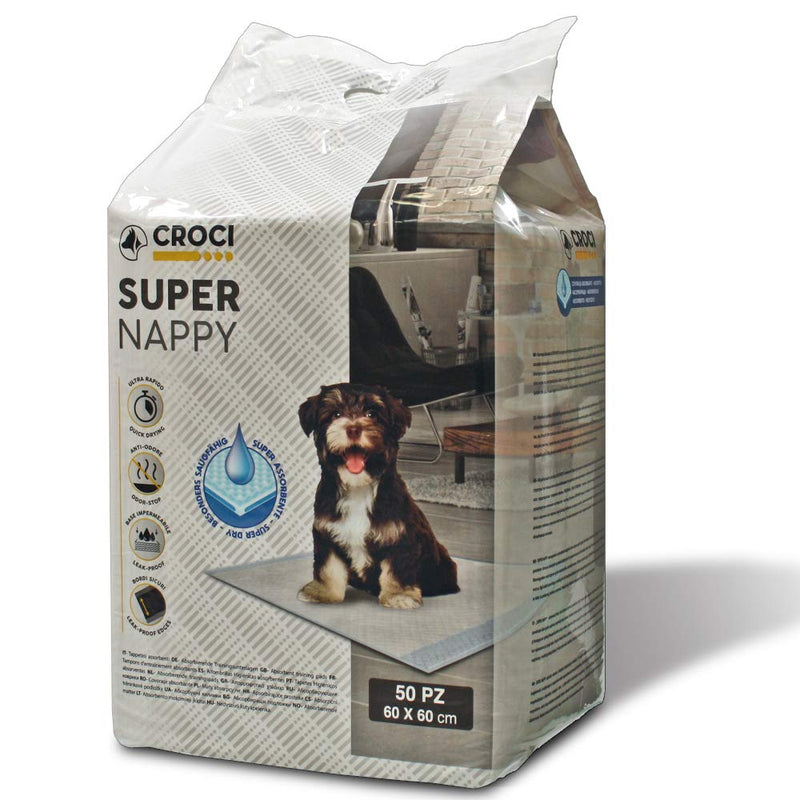 Croci Dog Absorbent Super Nappy, 60 x 60 cm, Pack of 50 - PawsPlanet Australia