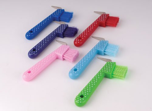 Harlequin Dottie Horses Hoof Pick & Brush Baby Blue - PawsPlanet Australia
