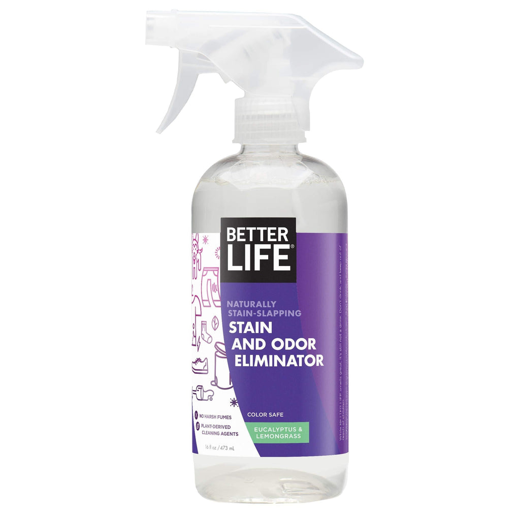 Better Life Natural Plant Based Stain & Odor Eliminator, Safe on Fabric, Furniture & Sporting Gear - Neutralize Pet Odor, Eucalyptus & Lemongrass, 16 Ounces 24177 - PawsPlanet Australia