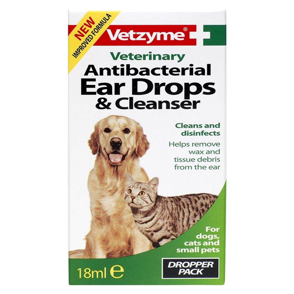 Vetzyme Pet Anti-bacterial Ear Drops & Cleanser 18ml - PawsPlanet Australia