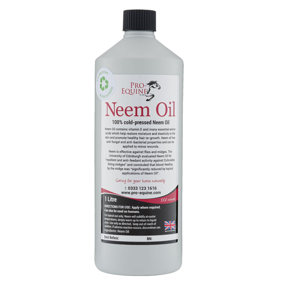 Pro-Equine NEEM OIL 1 LITRE FOR HORSES AND PETS, SWEET ITCH, MUD FEVER, ITCHY SKIN - PawsPlanet Australia