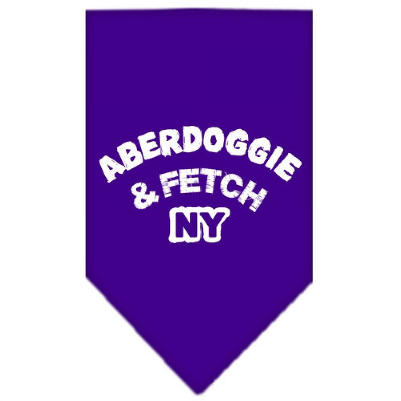 Mirage Aberdoggie and Fetch NY Screen Print Bandana for Dog, Large, Purple L - PawsPlanet Australia