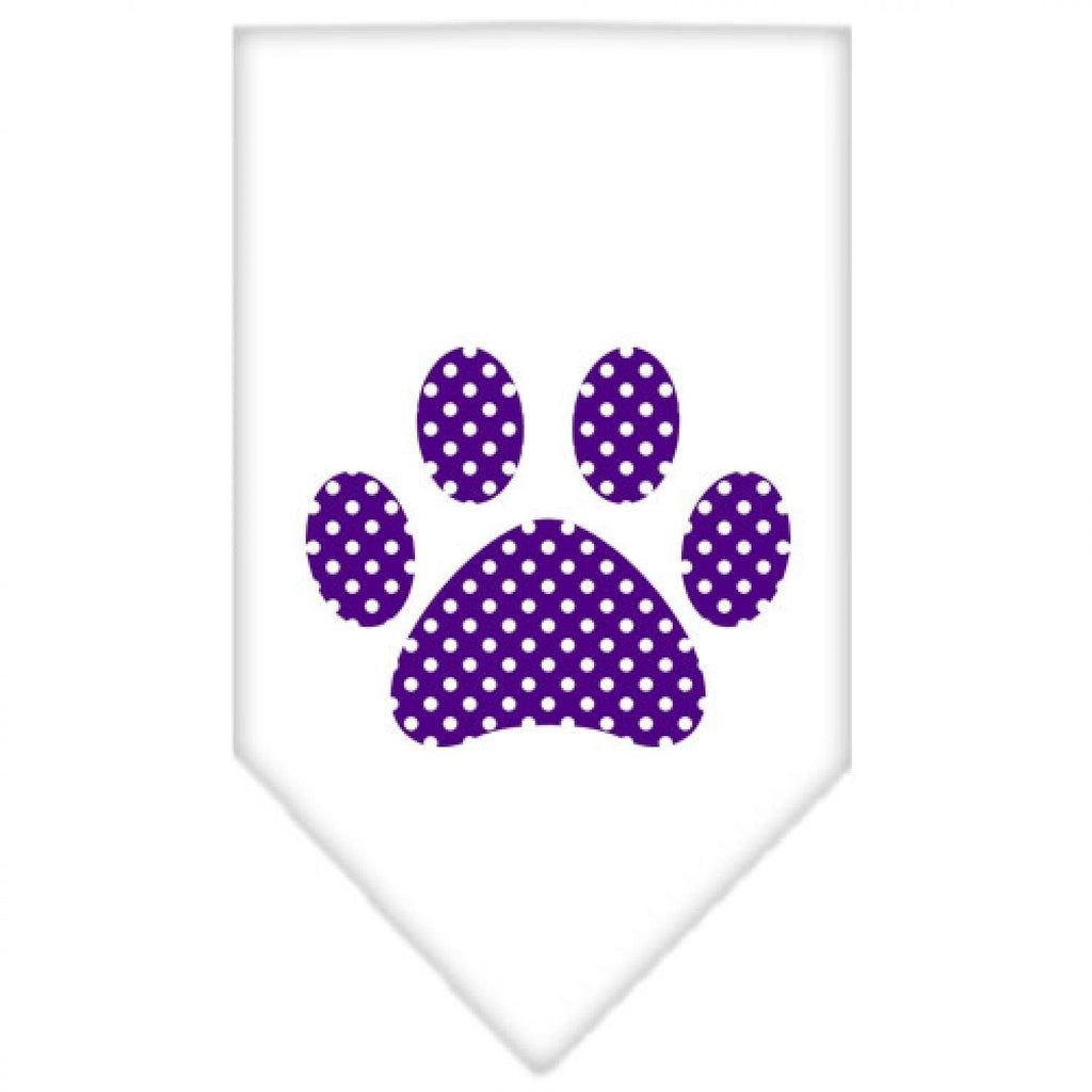 Mirage Purple Swiss Dot Paw Screen Print Dog Bandana, Small, White S - PawsPlanet Australia