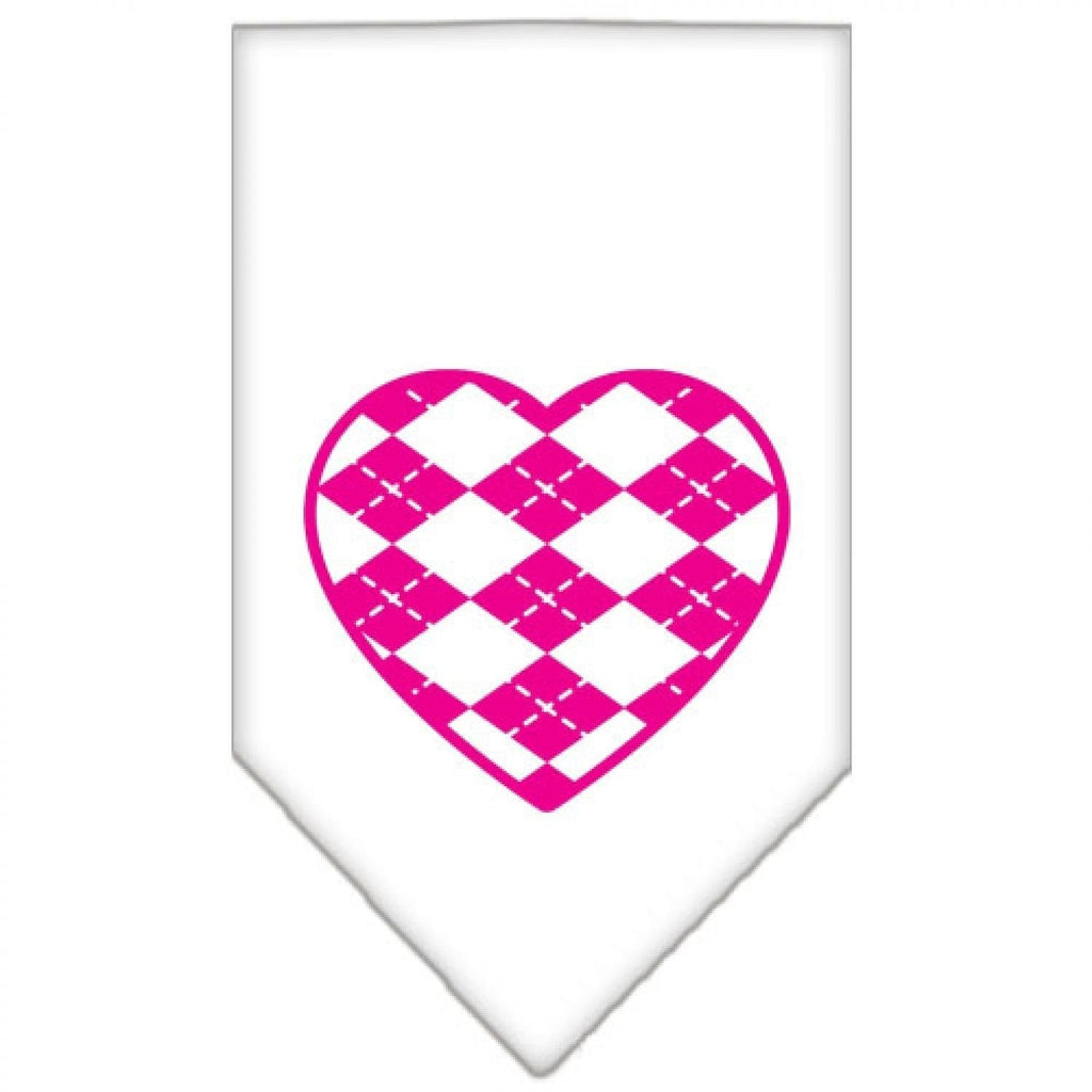 Mirage Pet Products Argyle Heart Pink Screen Print Bandana for Pets, Small, White S - PawsPlanet Australia
