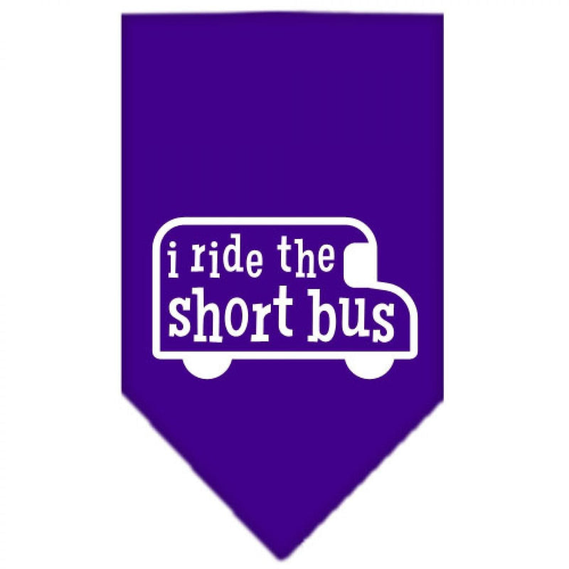 Mirage Pet Products I Ride The Short Bus Screen Print Bandana, Large, Purple L - PawsPlanet Australia