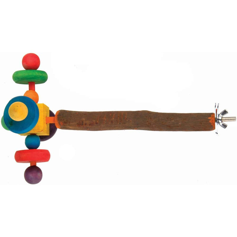 Colourful Wooden Spinning Parrot Perch | Twirler Toy | by Northern Parrots | Suitable for African Grey Parrots - Amazons - Cockatoos - Eclectus Parrots - Large Conures - Large or Small Macaws | 35cm long (approx. 14 inches) - PawsPlanet Australia