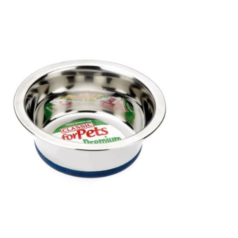 Classic Pet Products Non-Slip Stainless Steel Dish (400 ml - 135 mm, 5.25 inch Diameter Dog Bowl) - PawsPlanet Australia