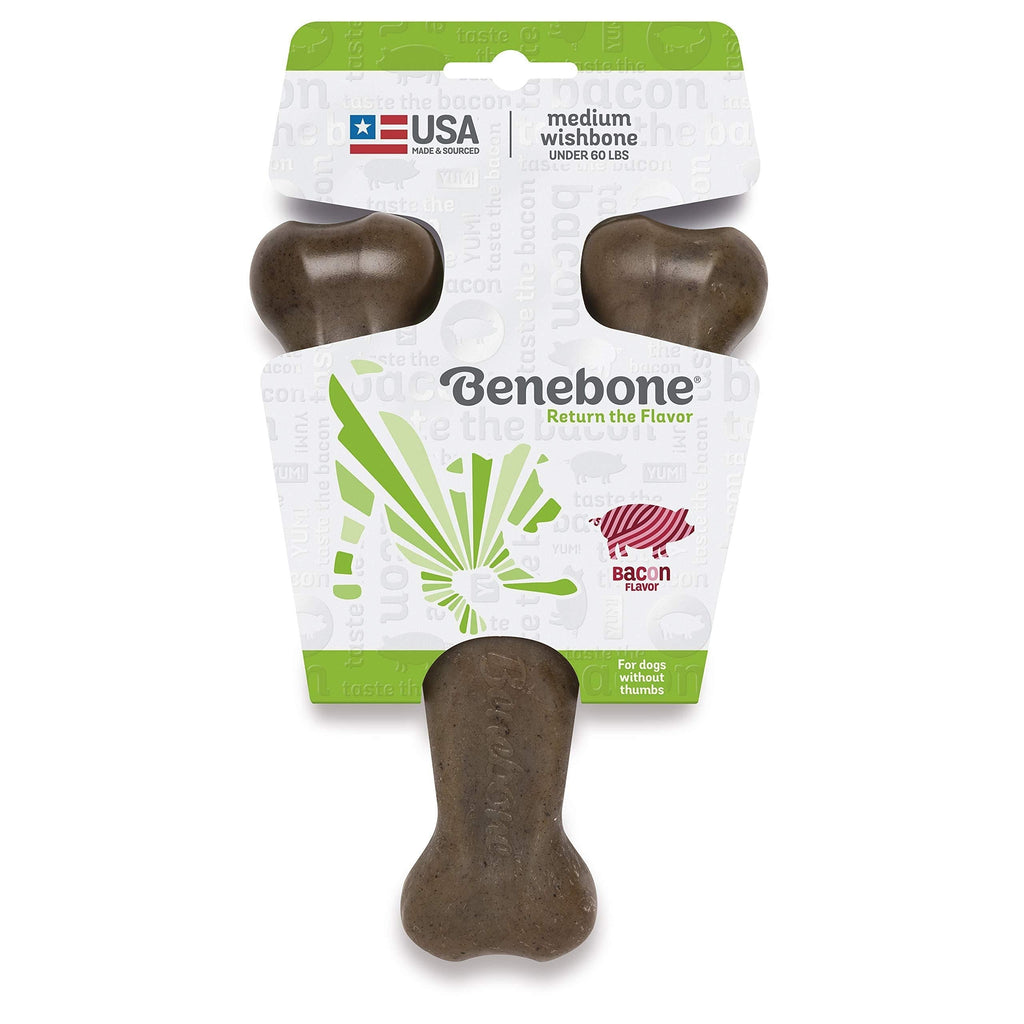 [Australia] - Benebone Real Bacon Durable Wishbone Dog Chew Toy for Aggressive Chewers, Made in USA Medium 