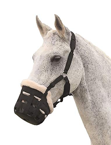 Shires Deluxe Nylon Grazing Muzzle-Black Extra Full - PawsPlanet Australia