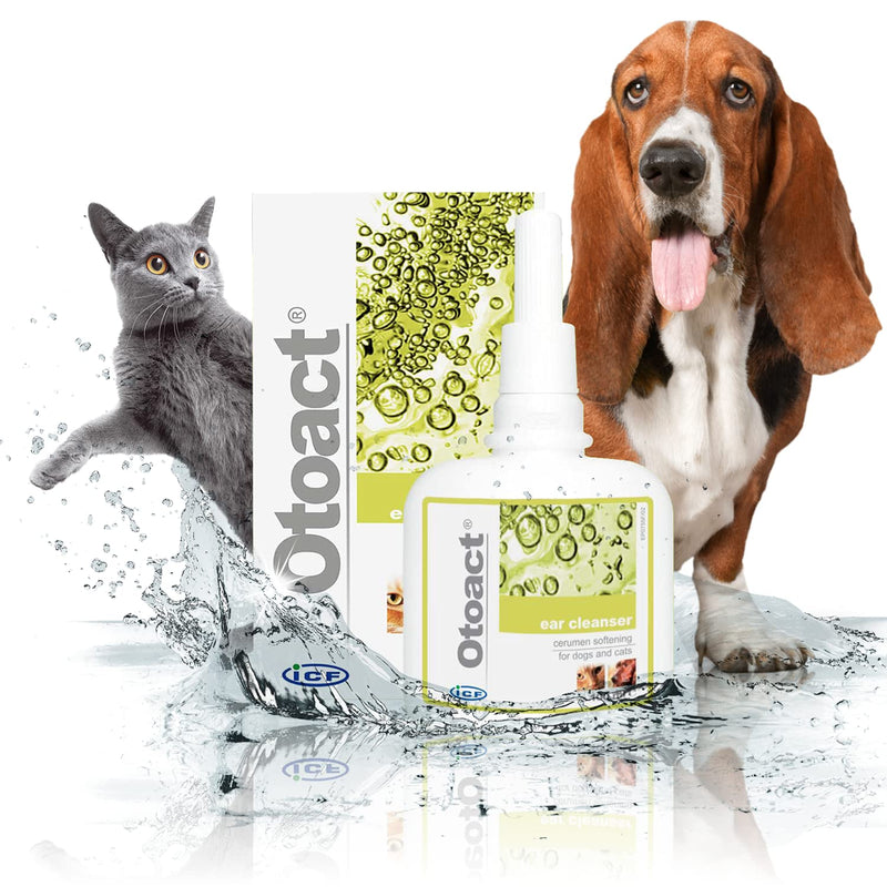 ICF Otoact Dog Ear Cleaner - Drops to Stop Head Shaking, Itchy & Waxy Ears - Non-Toxic - Ear Cleaning Solution for Dogs - Dropper Bottle 100 ml - PawsPlanet Australia