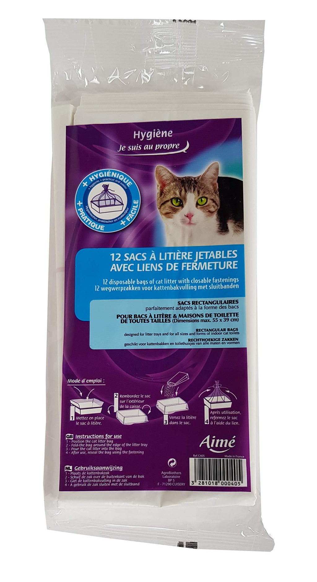 Aime 12 Cat Litter Bags - PawsPlanet Australia