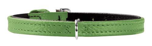 HUNTER Tiny Petit Nickel Leather Collar, 21/13.5 x 17.5 cm, 3X-Small, Green/Black Green/ black - PawsPlanet Australia