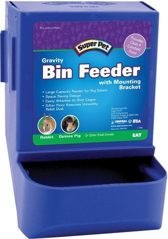 Super Pet Small Animal Gravity Bin Feeder with Bracket, Colors Vary. Container, Dispenser, Plastic - PawsPlanet Australia