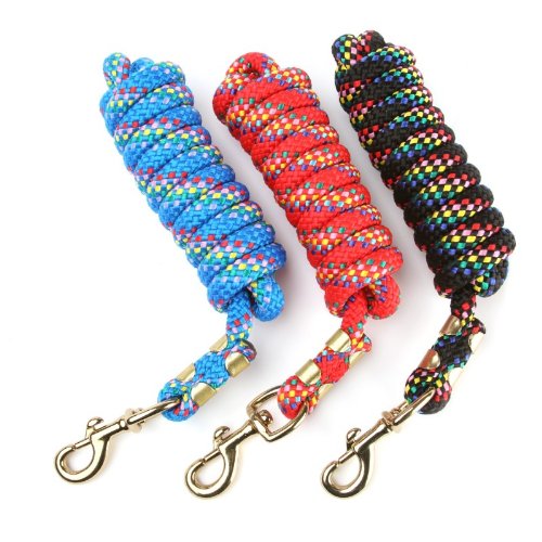 Hy Plaited Lead Rope (choose from colours royal blue, royal blue multi, purple, blue/red, red, red multi, black multi, black/sliver grey or black) - high quality trigger clip . Ideal, very long lead rope black/silver - PawsPlanet Australia