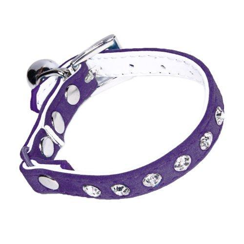 Diamante Velvet Adjustable Kitten Safety Collar With Bell Made By Posh Petz® - Purple - PawsPlanet Australia