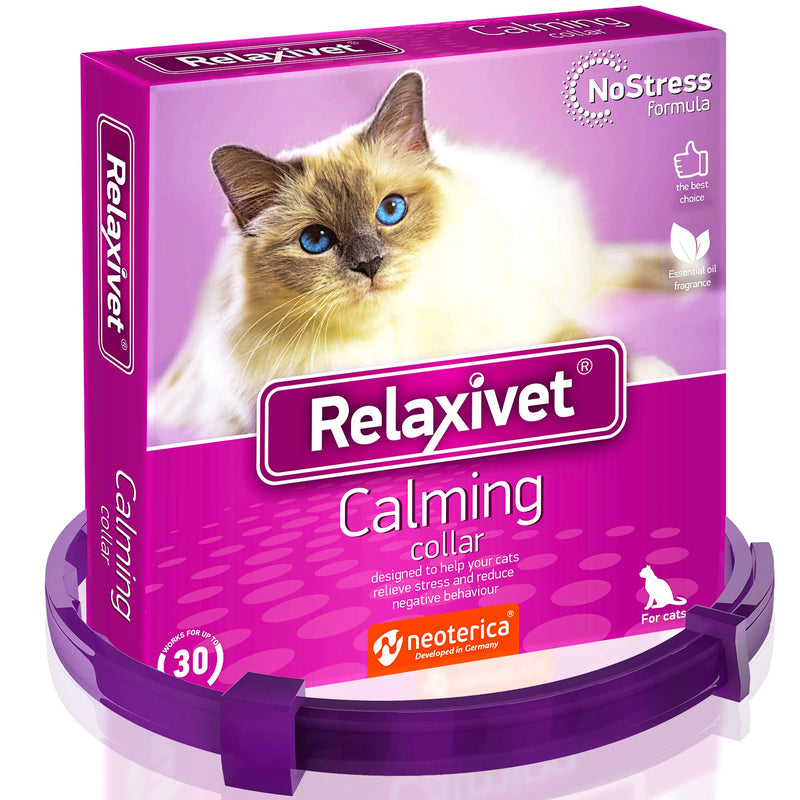 Relaxivet Calming Collar for Cats and Dogs | Improved DE-Stress Formula | Reduces Anxiety During Travel, Fireworks, Thunder, Vet Visits | Helps to Relieve Stress, Scratching, Fighting, Hiding - PawsPlanet Australia