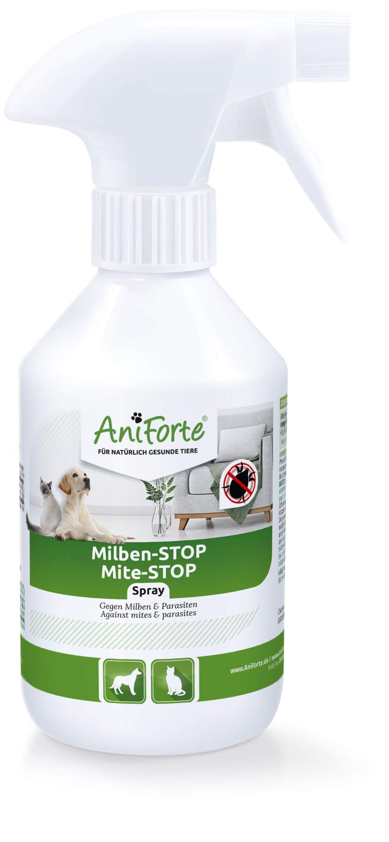 AniForte mite spray for dogs, cats, pets and farm animals 250 ml - anti-mite spray for natural defence against insects, parasites & vermin, mite stop & mite protection for mite infestation 250 ml (Pack of 1) - PawsPlanet Australia