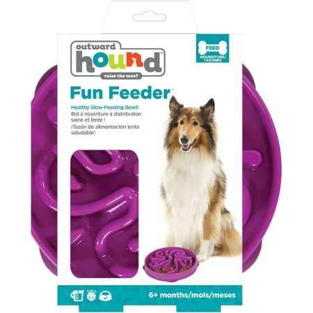 [Australia] - Outward Hound Fun Feeder Dog Bowl Slow Feeder Stop Bloat for Dogs Large/Regular Purple 