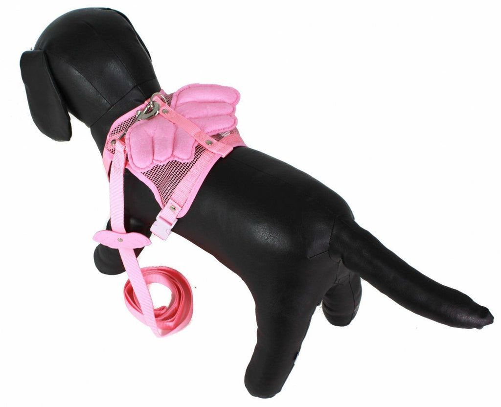 Glamour Girlz Small Dog Breeds Adjustable Angel Winged Harness And Matching Lead Set Baby Pink Small - PawsPlanet Australia