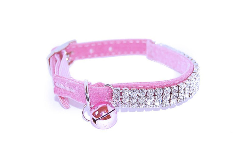 Pet Palace® "Moggy Monarch soft plush velvet and diamante cat safety collar for cat royalty plus FREE cute catnip toy! (Palacial Pink) Palacial Pink - PawsPlanet Australia