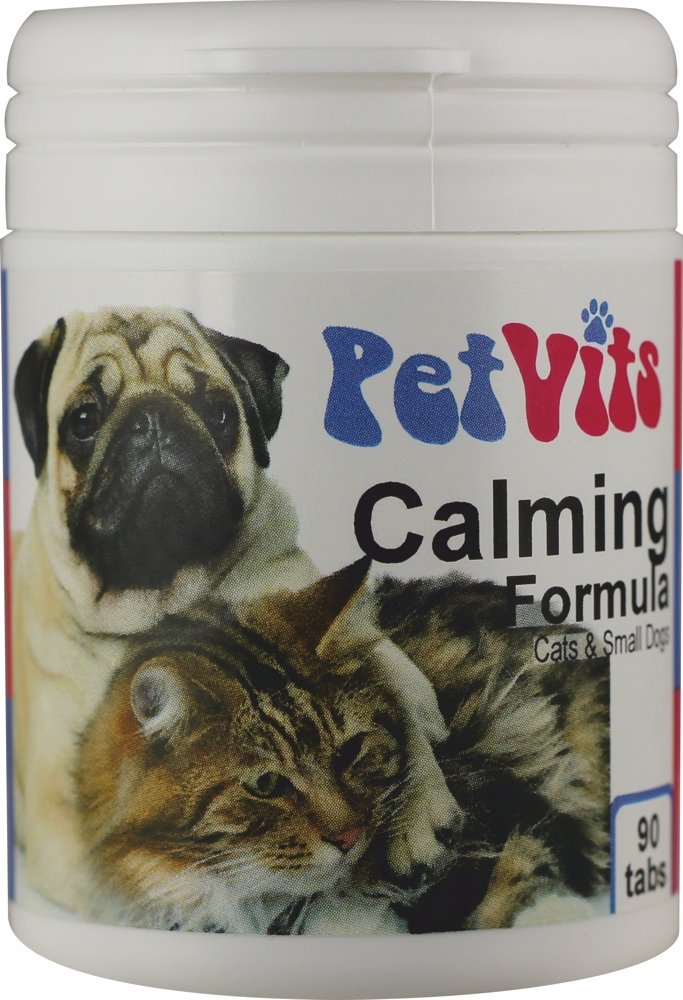 PetVits Calming Formula for Cats and Small Dogs - 90 tablets, in a recyclable pot - PawsPlanet Australia