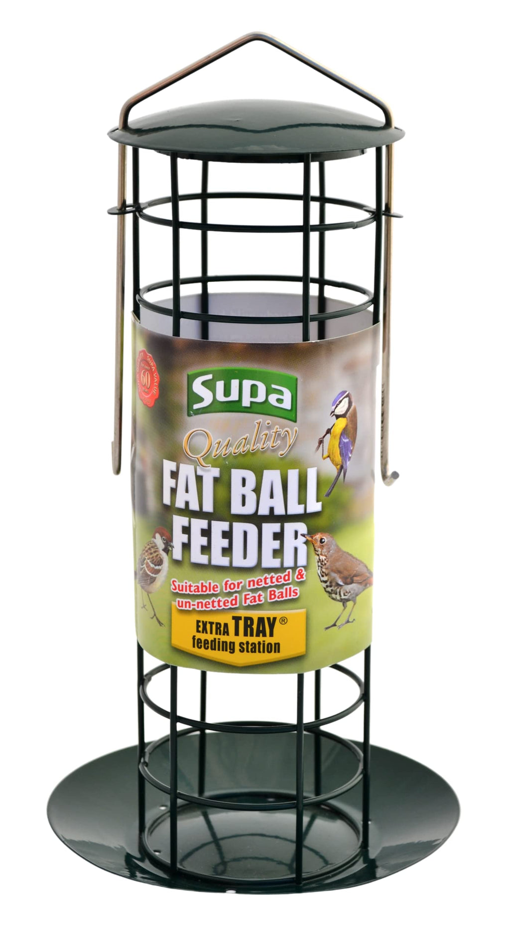 Supa Fat Ball Feeder & Tray Is Designed To Hold Both Netted And Un-netted Fat Balls. The Tray Acts Both As A Feeding Station & Also Stops Food From Falling On To The Ground Thus Discourages Vermin. 1 Green - PawsPlanet Australia