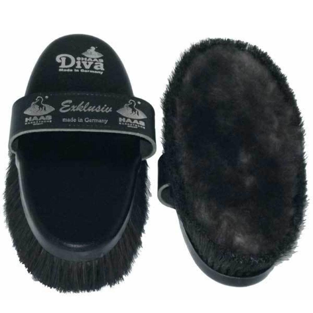 H.A.A.S® Haas Diva Exclusive Grooming Brush with Matte Lambskin Black,200 x 85mm - PawsPlanet Australia